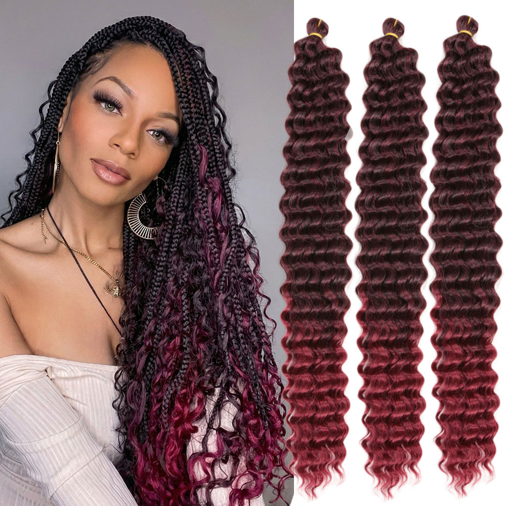 3 個ソフトディープツイストかぎ針編みヘアアフロカールオンブル編みヘアエクステンション合成アフリカ水波編組ヘア用三つ編み