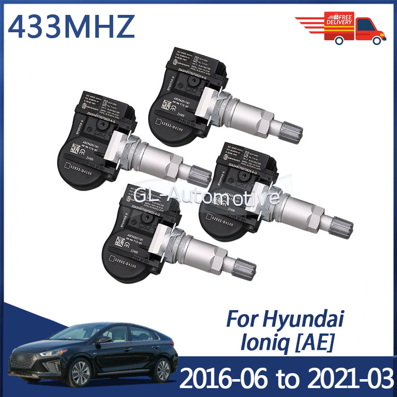 4 個 433MHZ タイヤ空気圧監視センサー TPMS センサーヒュンダイ Ioniq 2016-2021 52933-D4100 52933-D9100