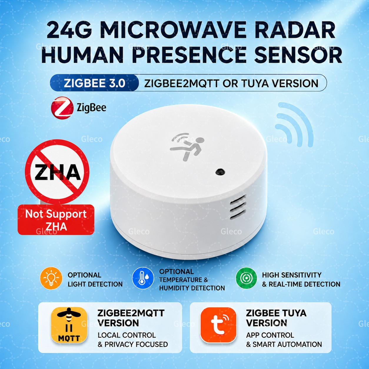 Zigbee 24 グラムミリ波レーダー存在センサー温度湿度輝度人感センサーモーション/静的検出 TUYA 2MQTT