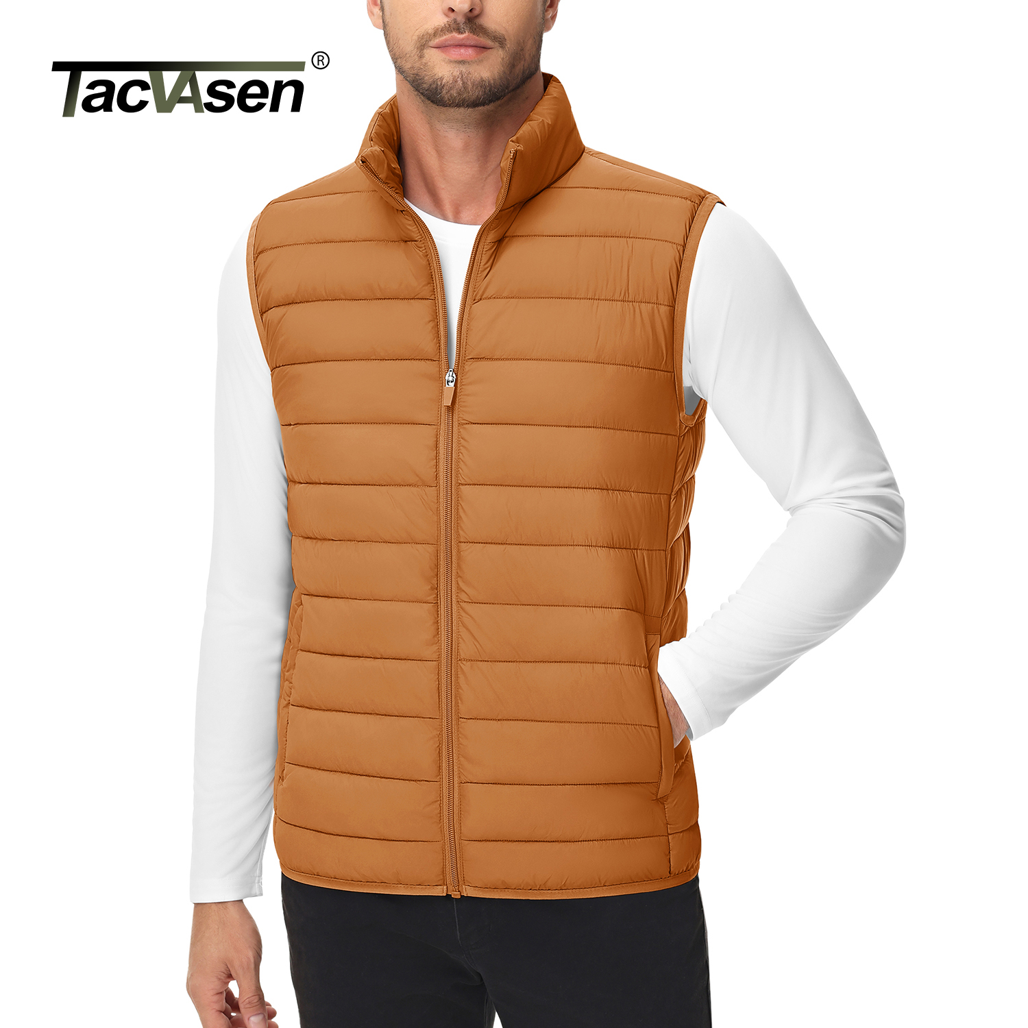 TACVASEN 軽量フグベストメンズ防風ベストノースリーブベスト冬のジャケットカジュアルコート暖かい厚みのチョッキストリート