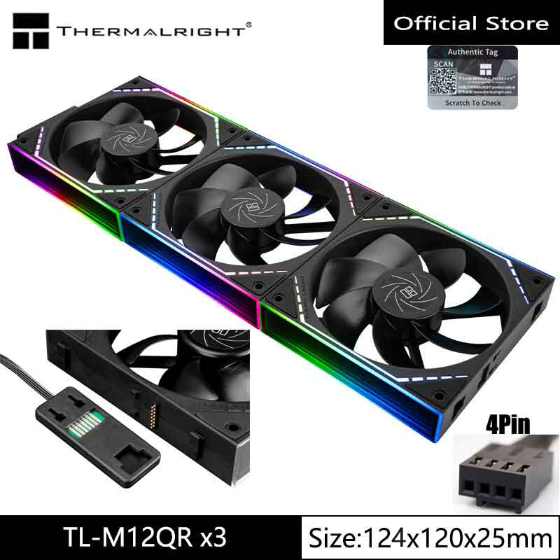 Thermalright TL-M12Q コンピューターケース冷却ファン、ワイヤレス接続/インフィニティフレーム/高性能ファン
