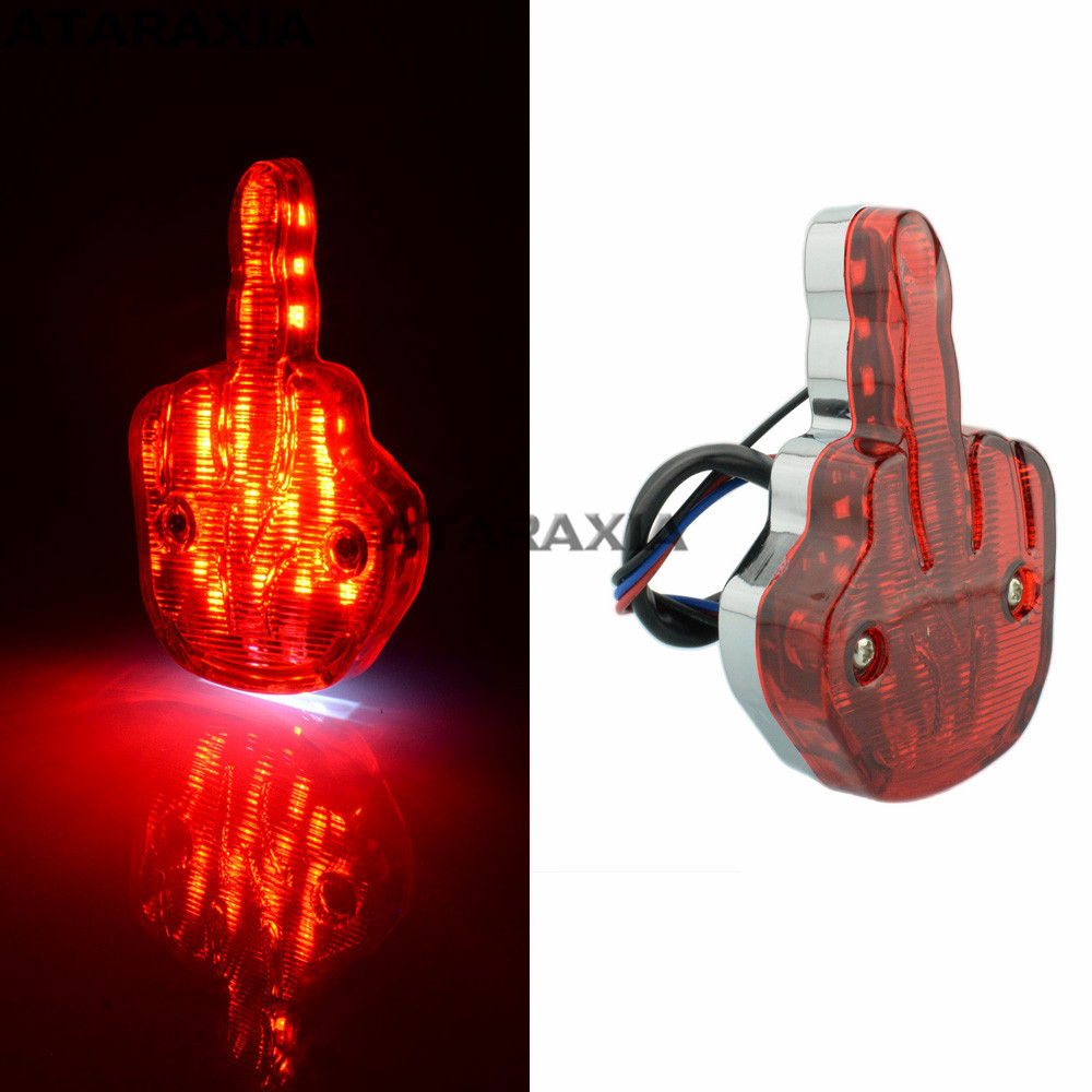 オートバイミニ LED 中指スタイル LED ランニングテールライトリアブレーキストップランプバイクユニバーサルカフェレーサーボバーチョッパー