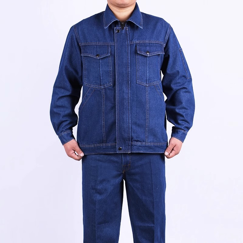 カウボーイ作業服セット、厚く、耐摩耗性、溶接工場、オールコットン熱傷防止ワークショップ、労働保護スーツ、溶接