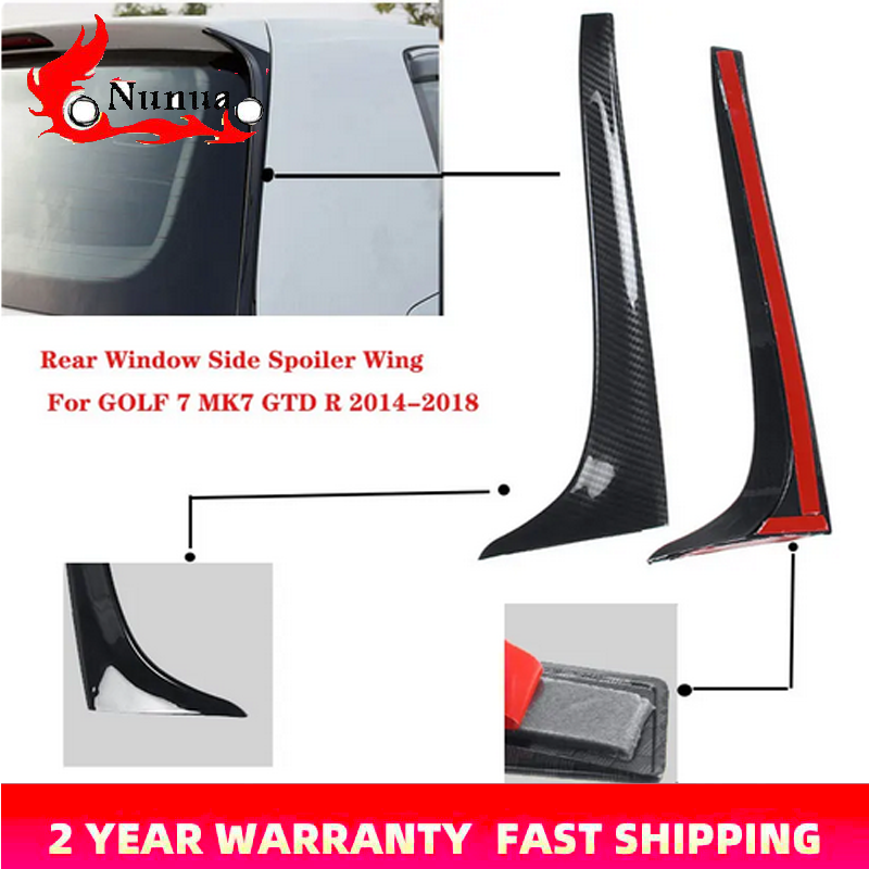 2x グロスブラックカーボンファイバーリアウィンドウサイドスポイラーウイングゴルフ 7 MK7 GTD R 2014-2018 車のスタイリング自動リアウィンドウミラーテール