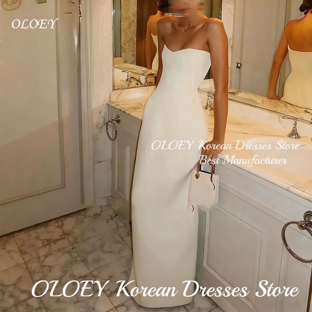 OLOEY ホワイトストラップレスエレガントなウェディングドレス 2025 女性ドバイ床の長さのセレブパーティードレスウエディングドレスカスタマイズ