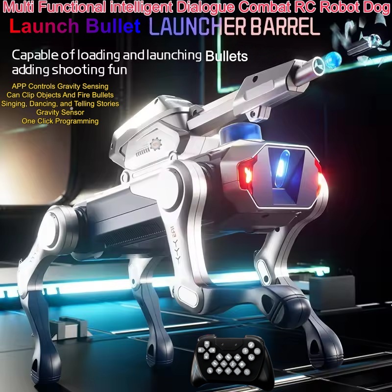スマートセンシング四脚シミュレーションアプリリモートコントロールロボット犬 2.4 グラム発射弾丸ピックアップアイテムデモウォーキングスタント RC ロボット犬