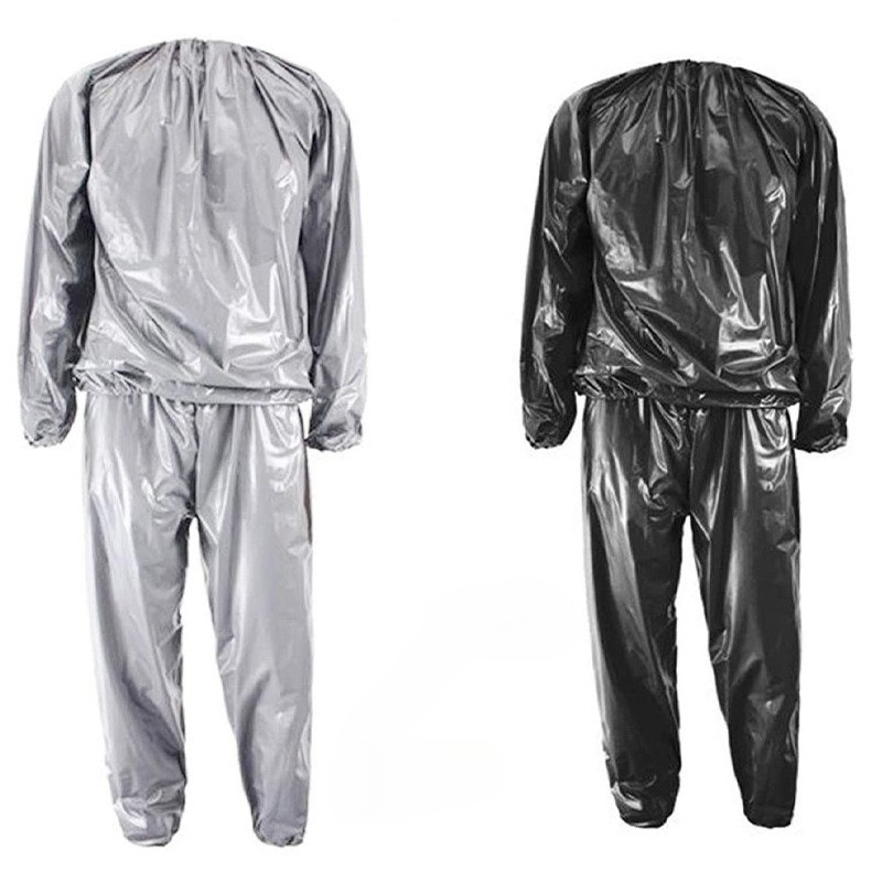 1 セットサウナスーツトップパンツ減量防水防風汗トラックスーツ脂肪燃焼フィットネススポーツウェア