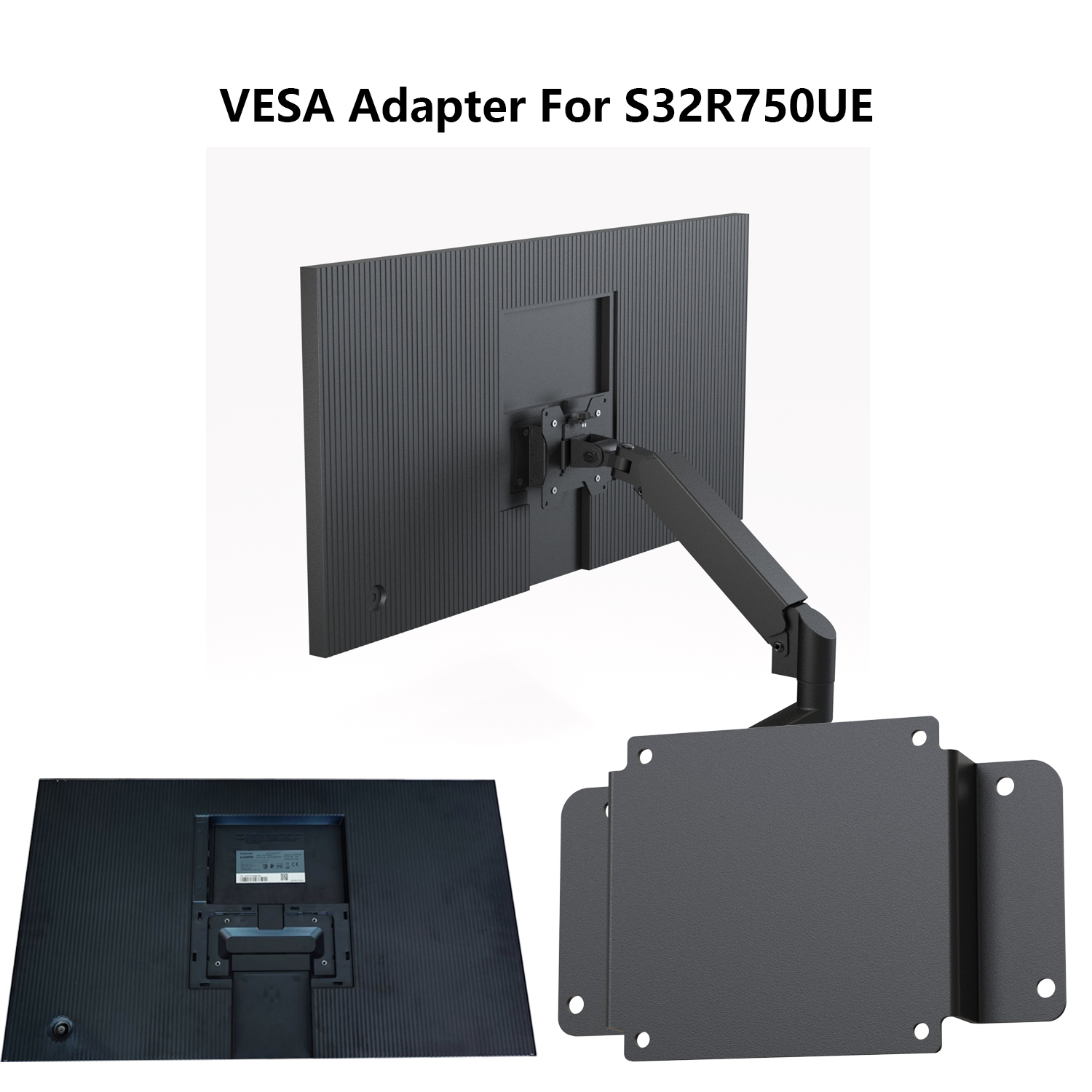 S32R750UE S27 VESA アダプターは、VESA 75x75 互換の Samsung モニターへの変換をサポートします