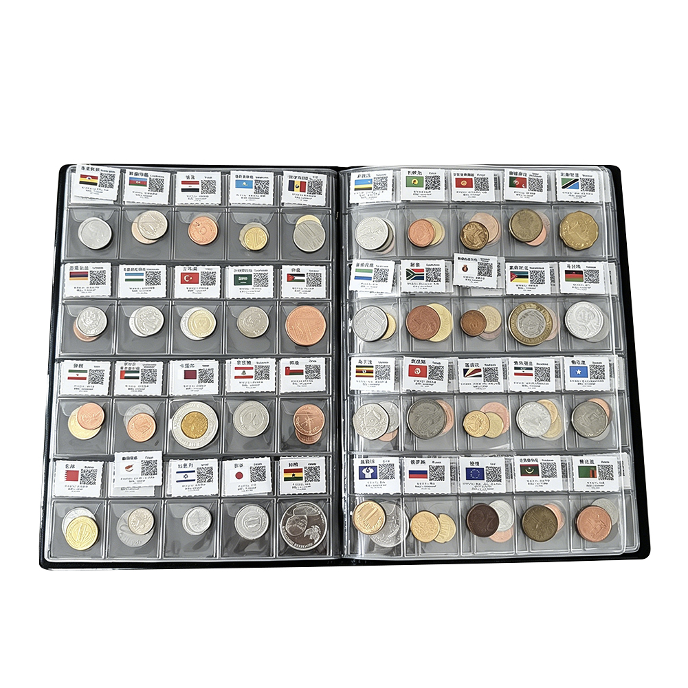 120 世界コイン通貨アルバム国と地域コイン記念旗収集ブックホルダーディスプレイコレクションギフト