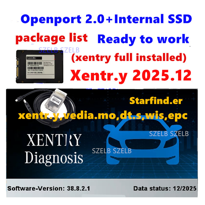 2026年新作！ Xentry 2025.12 フル ソフトウェア Vediamo DTS WIS EPC Starfinder Openport 2.0 J2534 ケーブル用内蔵 SSD にプレインストール