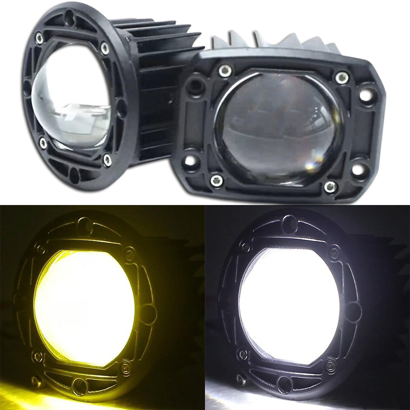 3 インチ 8D レンズ LED ワークライト フラッシュ マウント バー ラウンド スクエア DRL フォグランプ モト 4x4 ATV トラクター トラック 12V 24V イエロー ホワイト