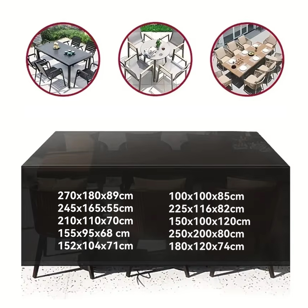210D 300 Sizes Heavy Duty Square Patio Furniture Cover Set UV Resistant All Weather Outdoor Table and Chair Protection