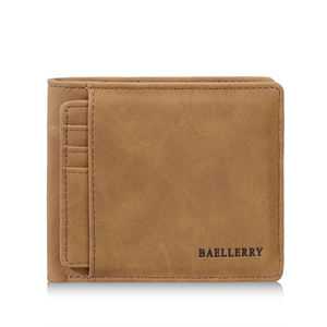 カスタマイズ可能 Baellerry 超薄型・シンプルデザイン メンズショート名刺入れ 高級PU素材 取り外し可能なカードスロット付きエンボス加工レザーウォレット