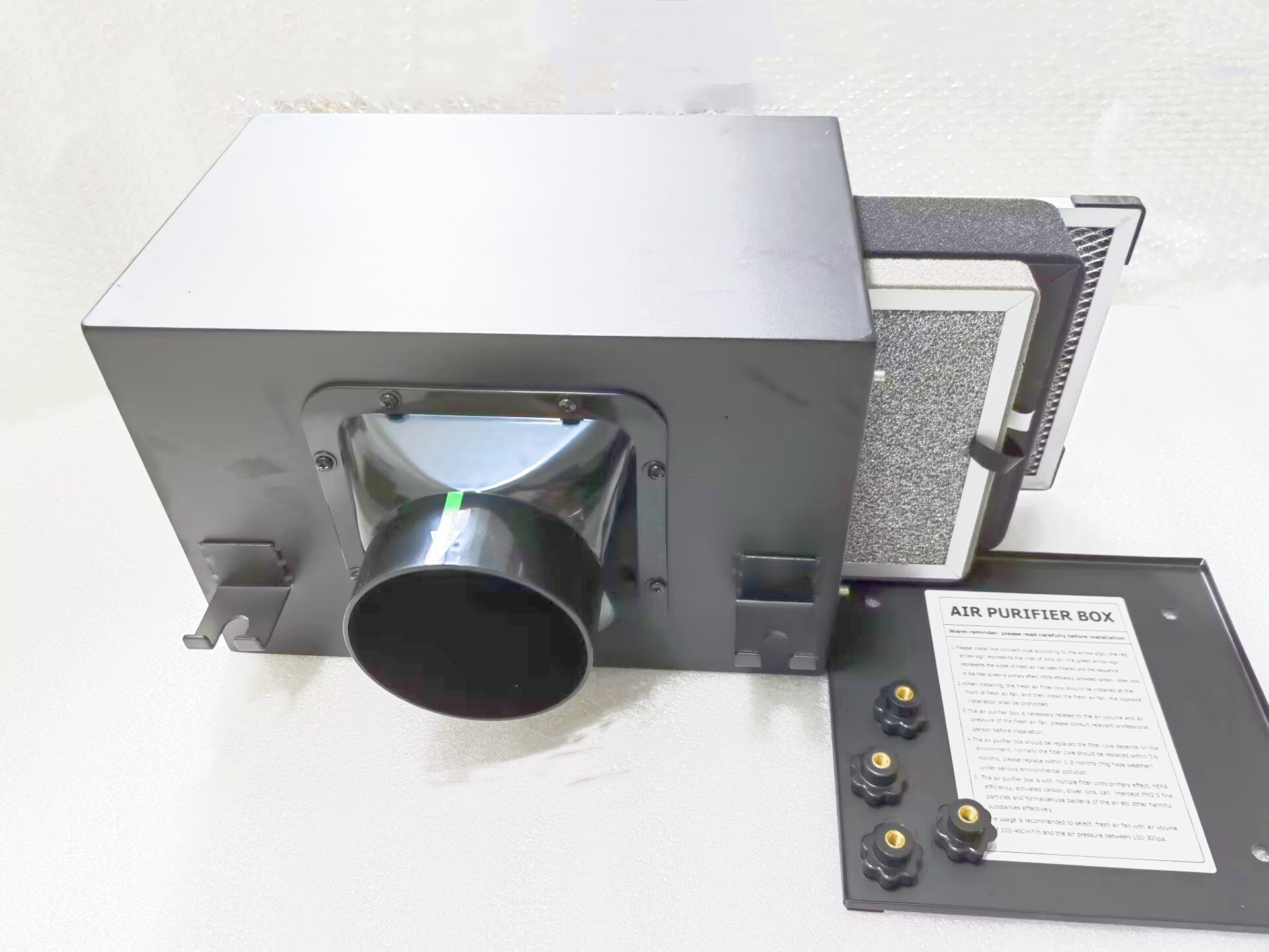 プレフィルターとフィルターインラインフィルターボックスによる新鮮な空気の取り入れ口 HVAC システムの冷暖房換気