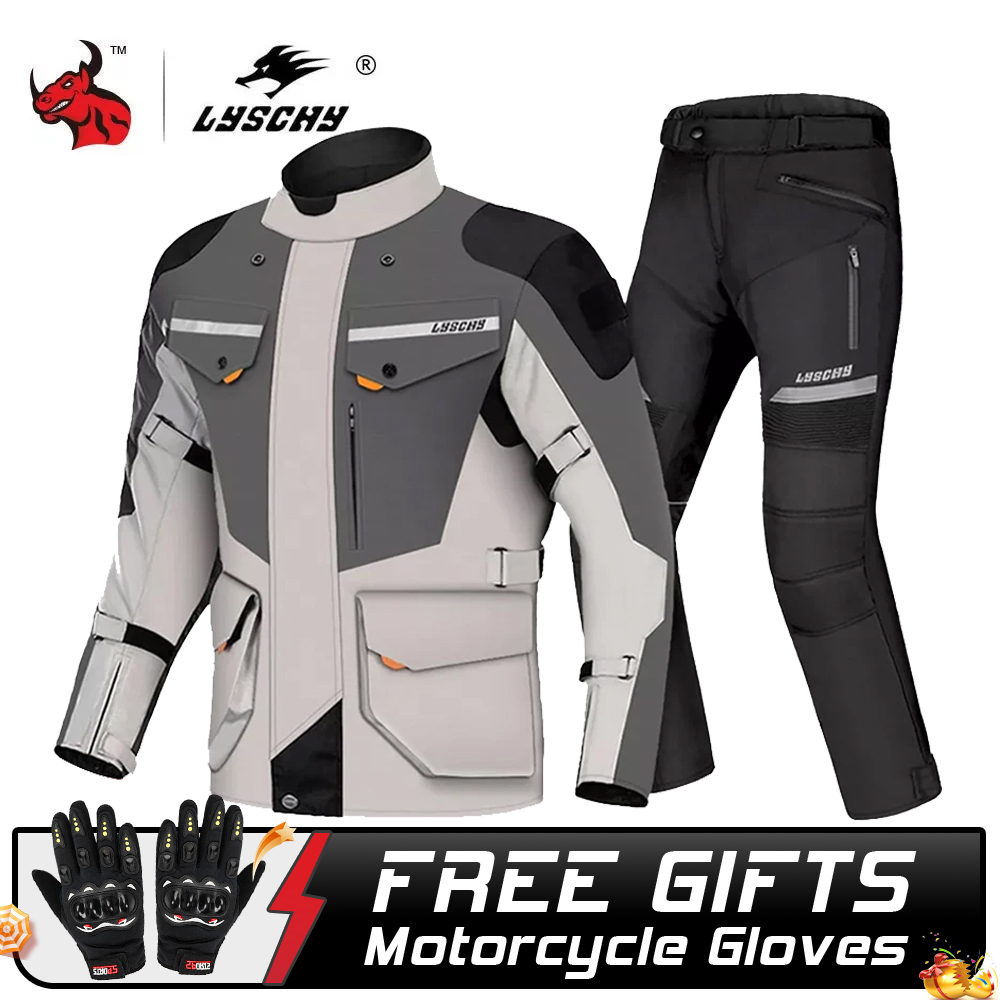 LYSCHY オートバイジャケットパンツスーツ防寒防水冬男性バイク乗馬モトジャケット防具鎧服