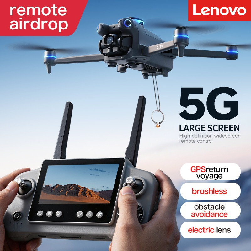 Lenovo GT60 折りたたみ式ブラシレスドローン GPS 障害物回避エアドロップ機能 4.3 インチ画面 HD 航空写真クアッドコプター