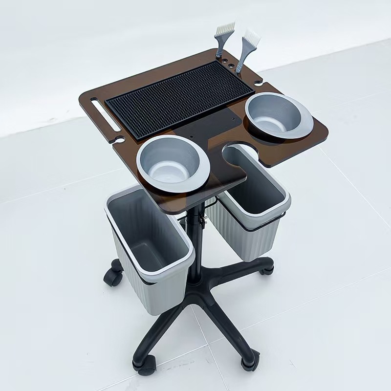プロフェッショナル理髪カート 収納ビン付き モバイルヘアサロントロリー スタイリングツール収納用 オールインワンビューティーサプライオーガナイザー
