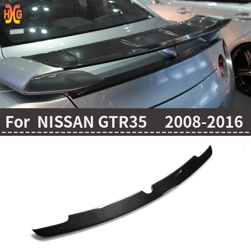 日産 GTR35 R35 リアルカーボンファイバーダックテールスポイラーリアトランクリップスポイラーウイングテールゲートアドオンスポイラー 2008-2016