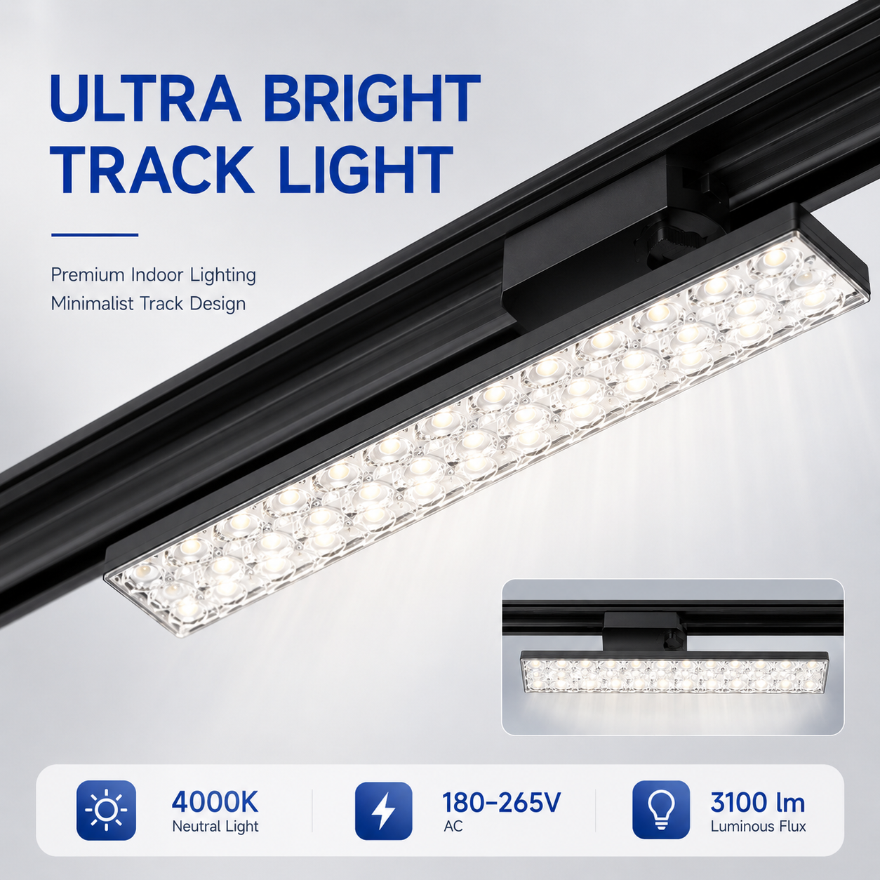 スポット Led トラックライト超高輝度スポットライト Led シーリングライトリビングルームの装飾ショップスーパーマーケット 30/60 センチメートルトラックレールランプ