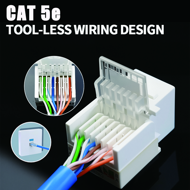 10 個 Cat5e ツールレスキーストーンジャックコネクタアダプタキーストーンモジュールパッチパネル壁コンセントデータセンター配線イーサネット LAN