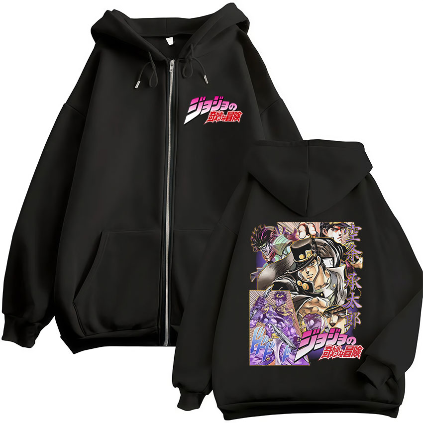 アニメジョジョの奇妙な冒険ジョセフ・ジョースターマンガジッパーパーカー男性女性服ファッションヒップホップジップアップスウェットプルオーバー