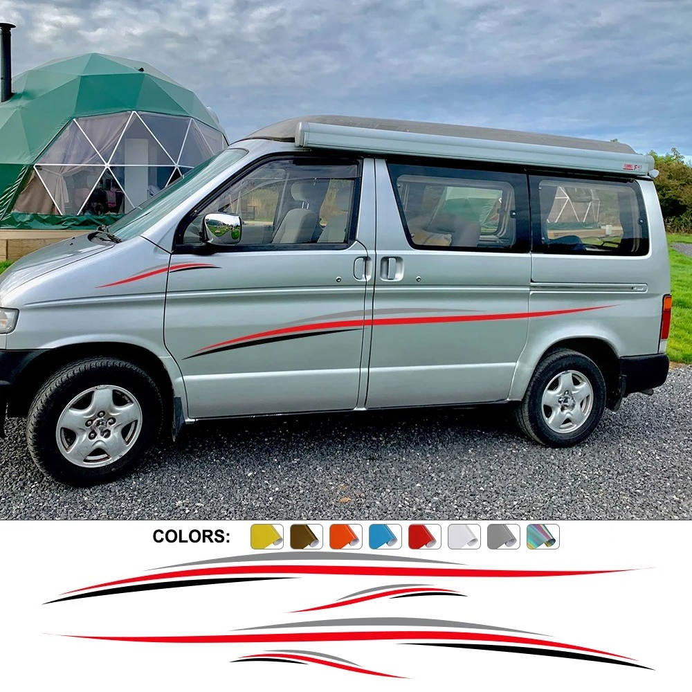 車のグラフィックススポーツサイドストライプスタイルステッカーキャンピングカーバン RV 車両装飾デカールビニール装飾オートチューニングアクセサリー