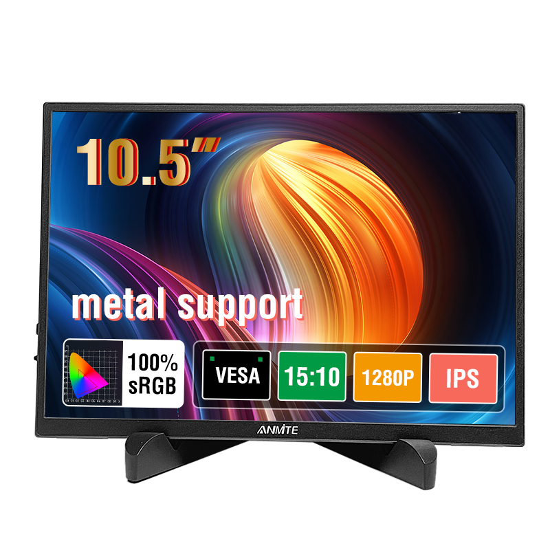Anmite 10.5 インチポータブルモニター 1280P HDR 16:10 低ブルーライト XBox PS4 / 5 スイッチ携帯電話 PC ロットップ拡張用