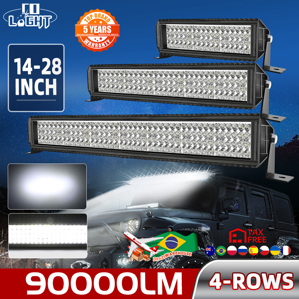 CO LIGHT 4 列 LED ライトバー 12 "20" 28" 90000LM スポットフラッドコンボビーム運転オフロード作業灯トラックピックアップ ATV UTV SUV