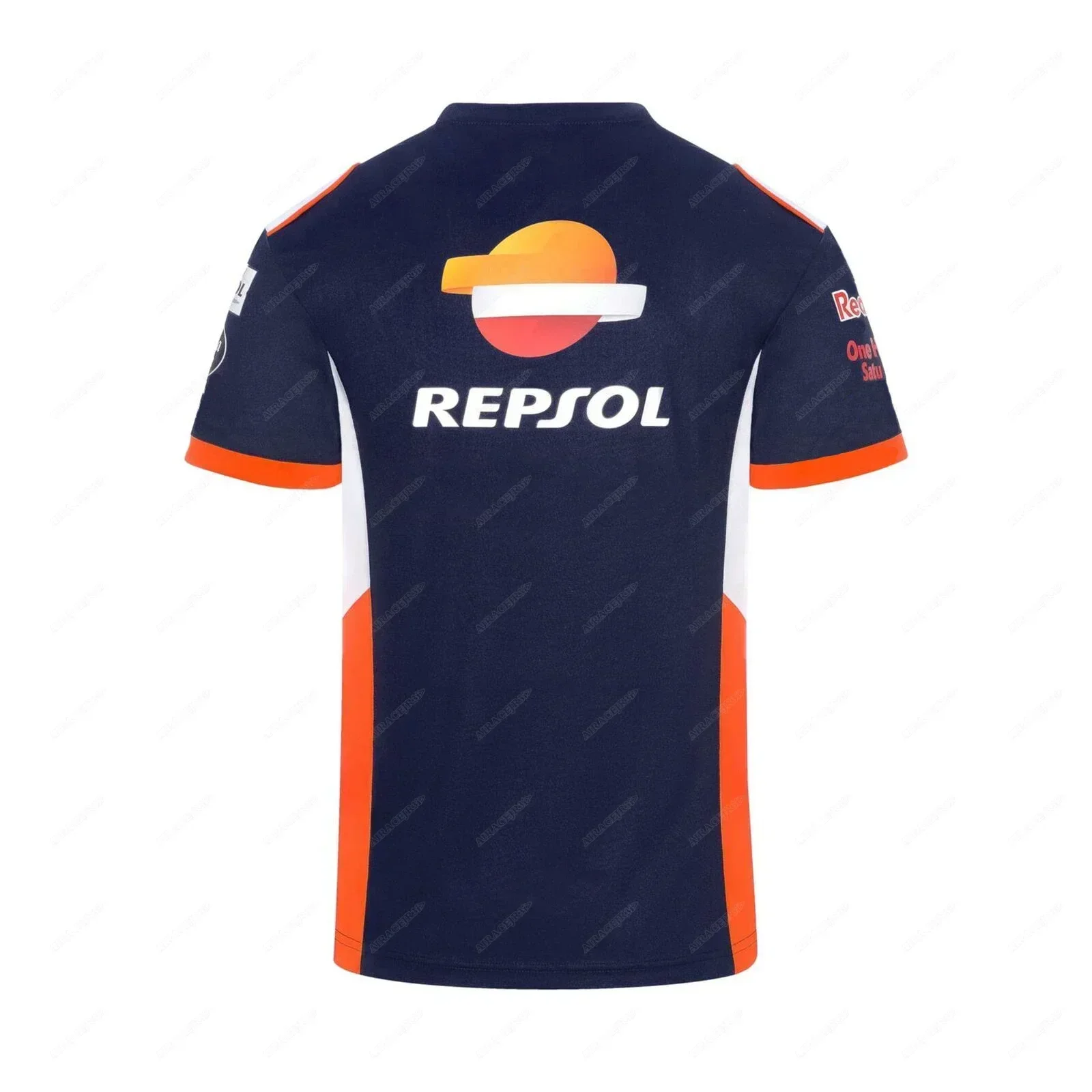 夏 HRC レプソル Tシャツモト GP レーシングホンダ乗馬スポーツジャージメンズ速乾性通気性色褪せないダークブルーホワイト