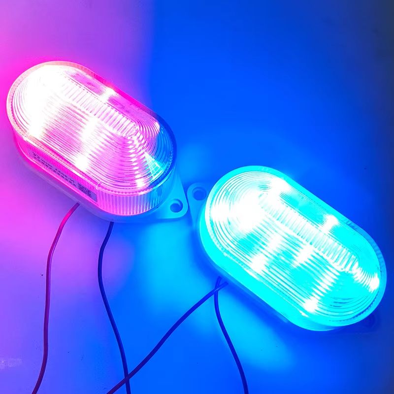 5 個デュアルカラー赤/青 LED ストロボ信号警告灯 N-3051 インジケータランプ小型点滅ライトセキュリティアラーム 12V24V
