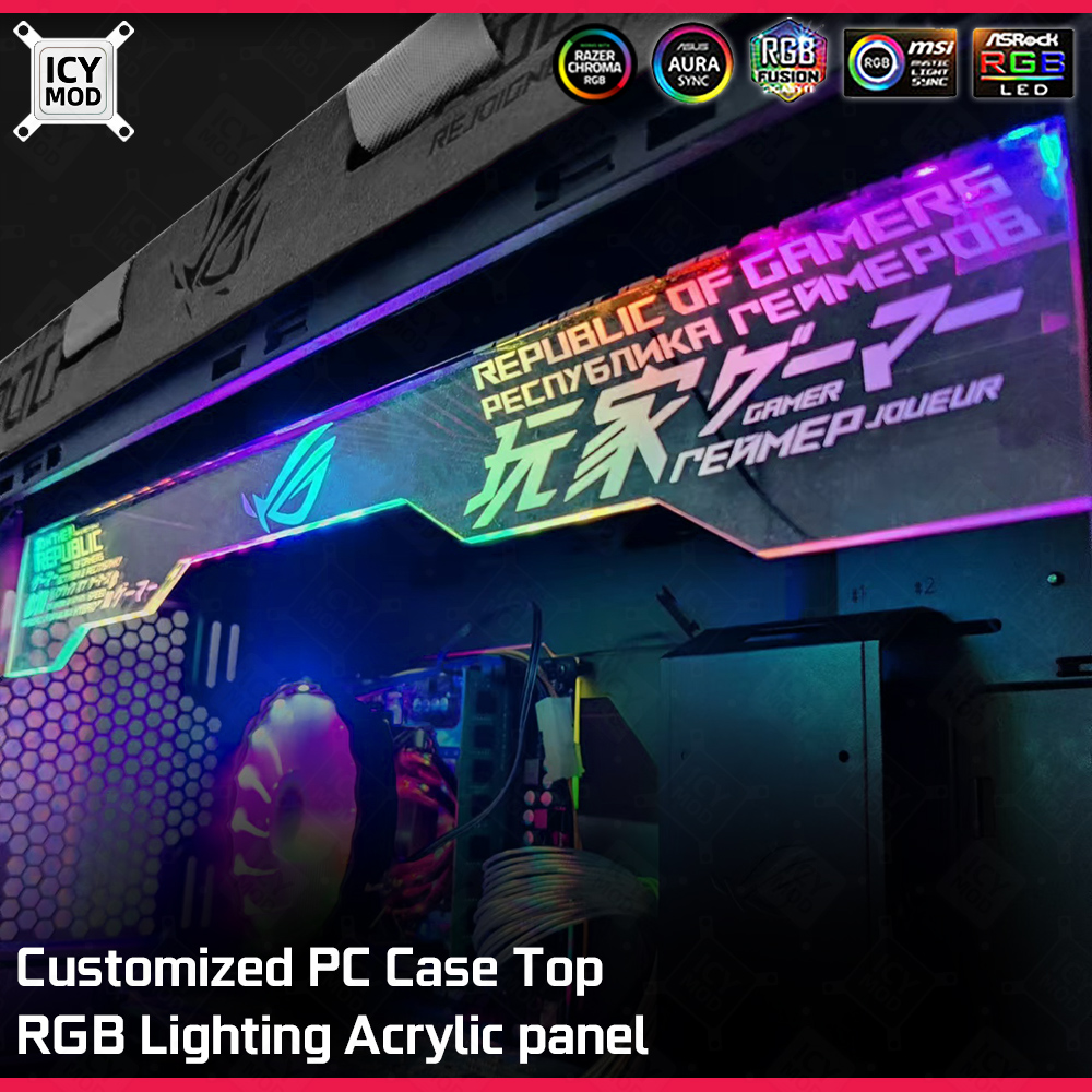 Transperant トップ RGB パネル ROG Strix Helios GX601 ケース用アクリルカスタム装飾 ARGB 照明 ASUS Faith 5V/12V AURAsync MOD