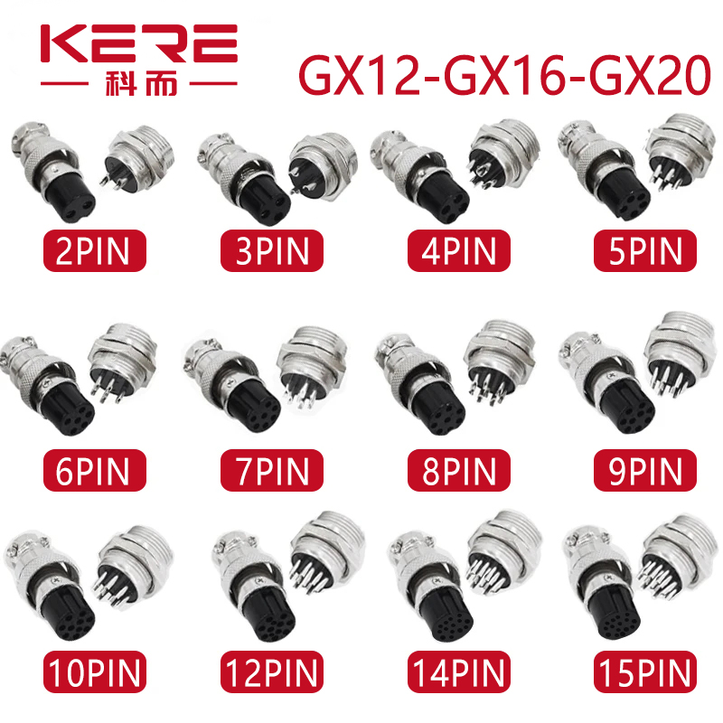 5/10/100 セット GX12 GX16 GX20 2/3/4/5/6/7/8/9/10/12/14/15Pin オスメスワイヤー円形航空ソケットプラグパネルコネクタ