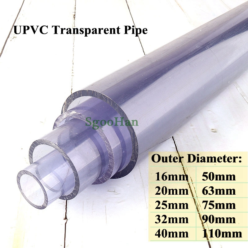 2 個の長さ 50 センチメートル外径 16 〜 110 ミリメートル UPVC 透明パイプ水族館の水槽チューブ庭の灌漑散水継手