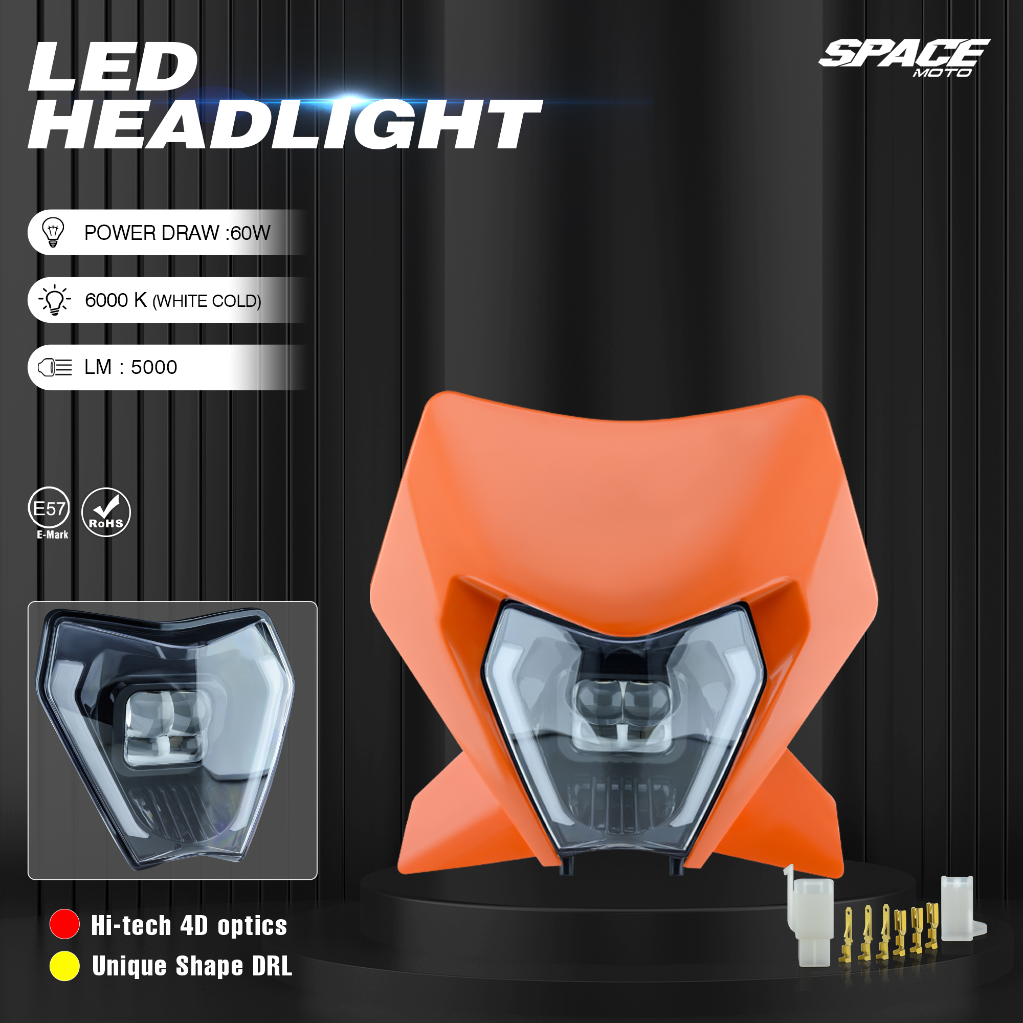 オートバイ LED ヘッドライトヘッドランプ KTM EXC EXCF SX SXF XC XCF XCW XCFW 125-530 スーパーモトモトクロスエンデューロ 2024-N
