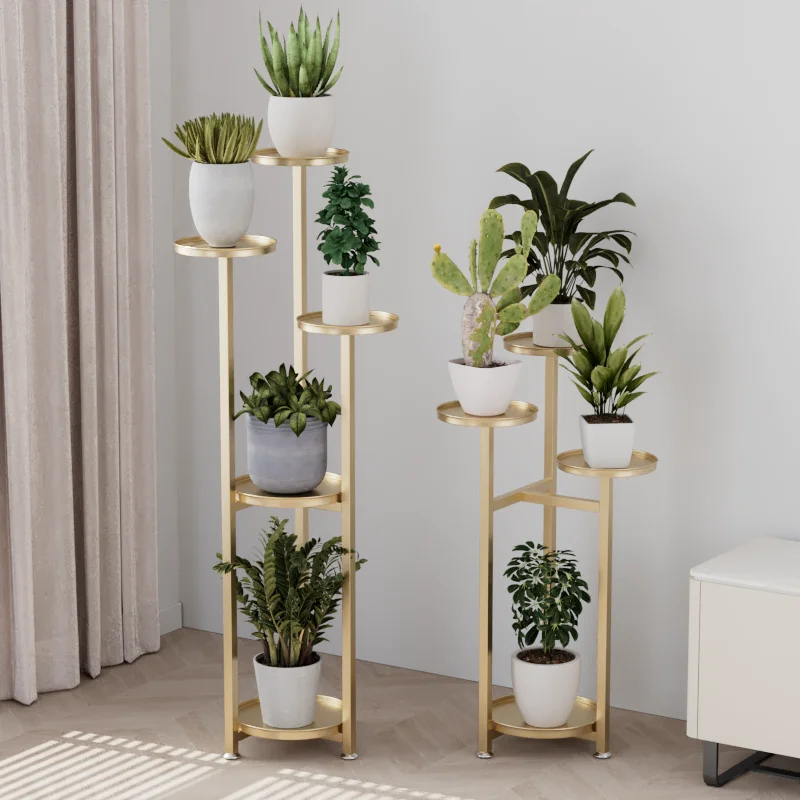 モダンなミニマリストアイアンフラワースタンド多層屋内バルコニー植物棚リビングルーム装飾床植物スタンド