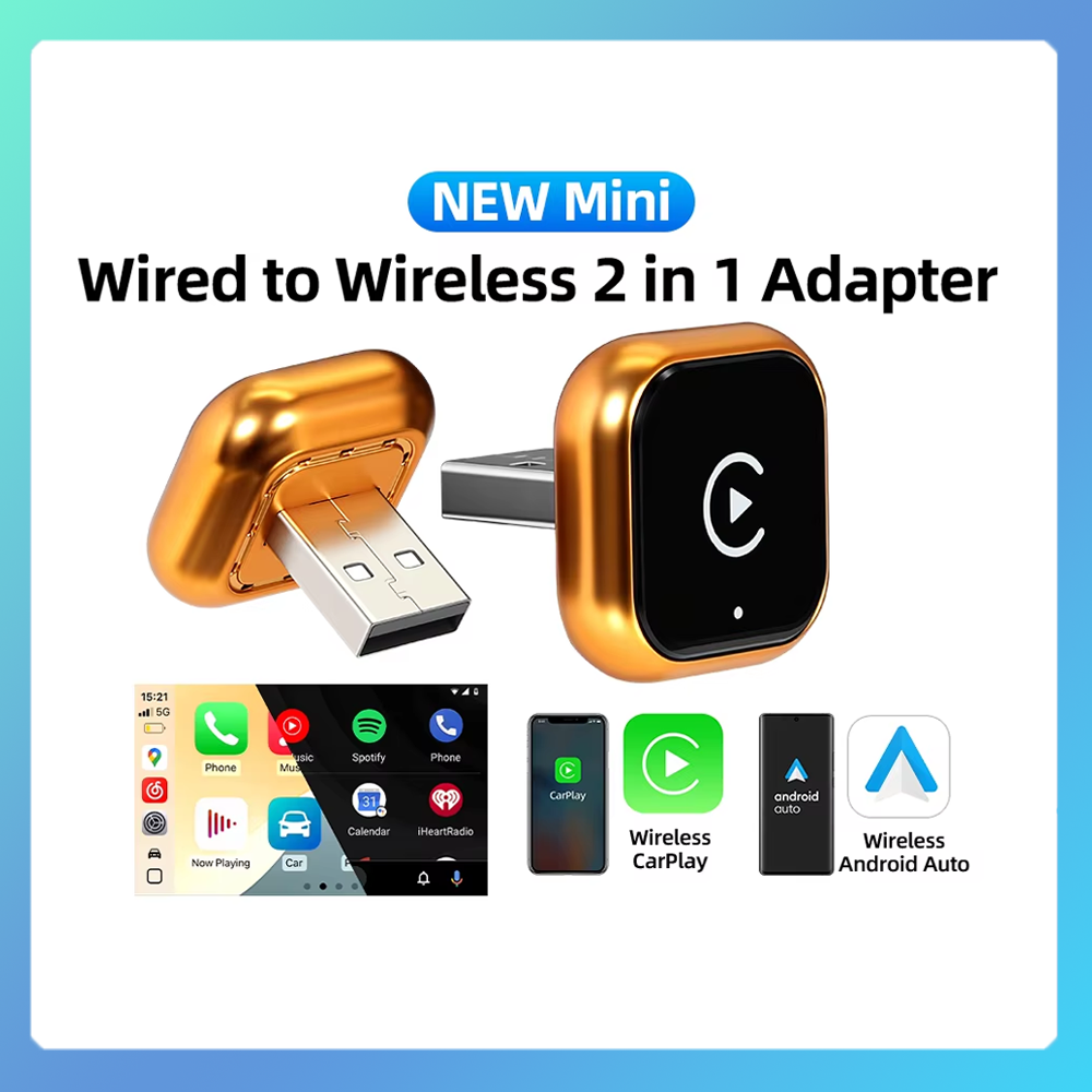 ワイヤレス CarPlay 2in1 ドングルワイヤレス Android 自動アダプター AI スマートボックス車インテリジェントシステム車用有線 CarPlay