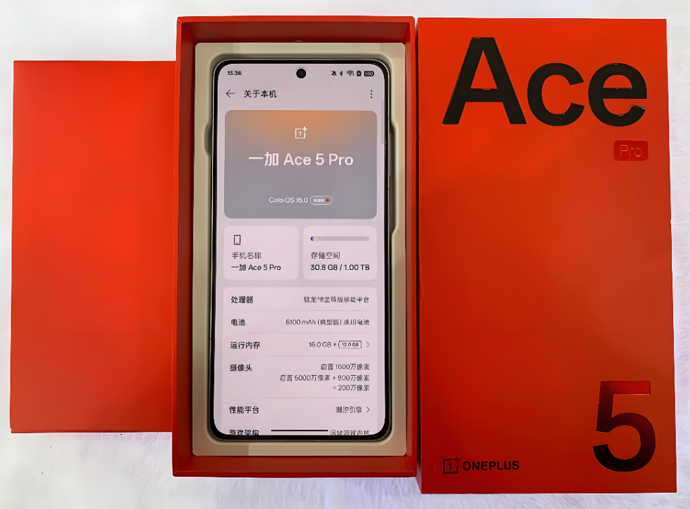 ロック解除された OnePlus Ace 5 Pro 5G 携帯電話 6.78 インチ Snapdragon 8 Elite 120Hz 6100mah 100W SuperVOOC 50MP PKR110 NFC OTA