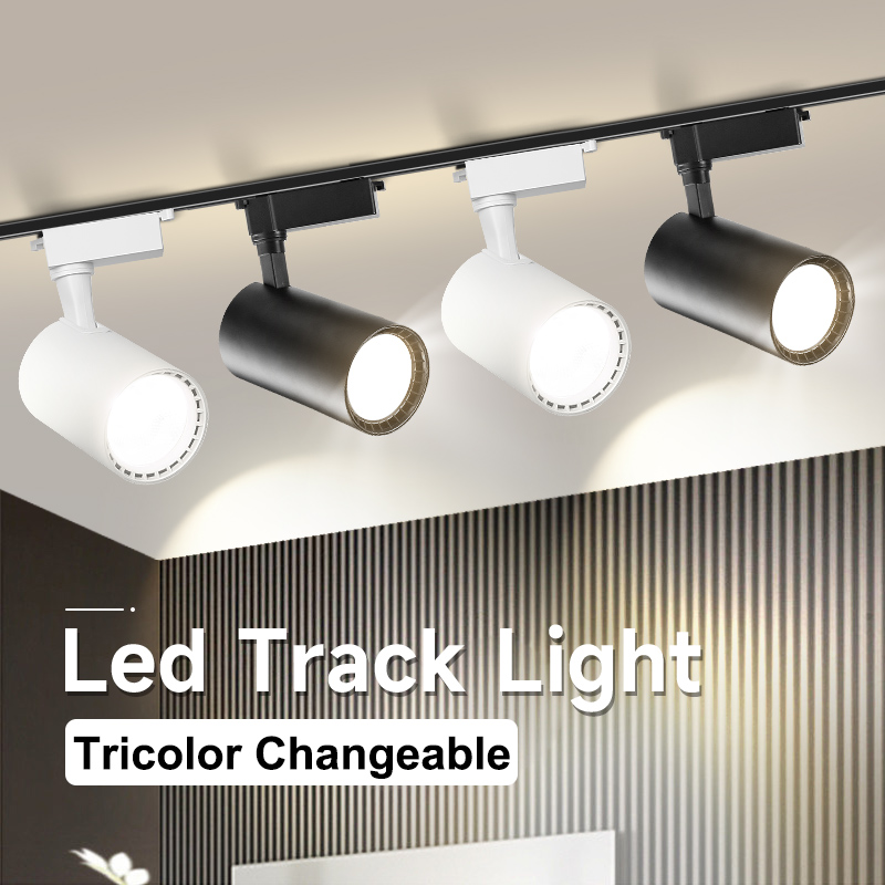 Led トラックライトトリコロールレールトラック天井ランプトリコロールスポット Led ランプ 20 ワットスポットライト屋内照明器具リビングルームの装飾