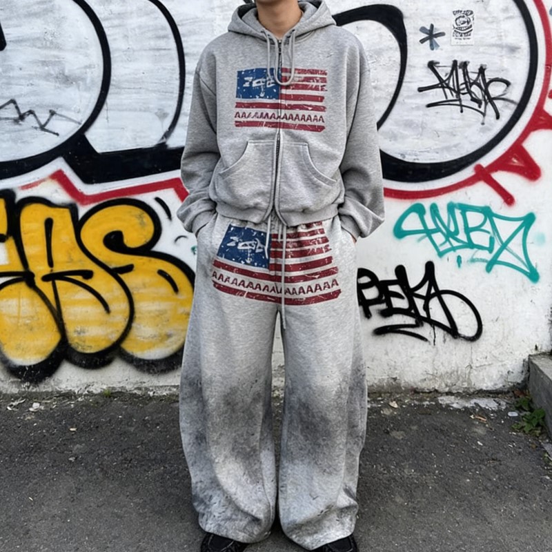 Y2k レトロ男性だぶだぶのパンツレタープリントカジュアル Kpop 女性ワイド脚スポーツスウェットパンツアメリカたるみ巾着ローウエストズボン