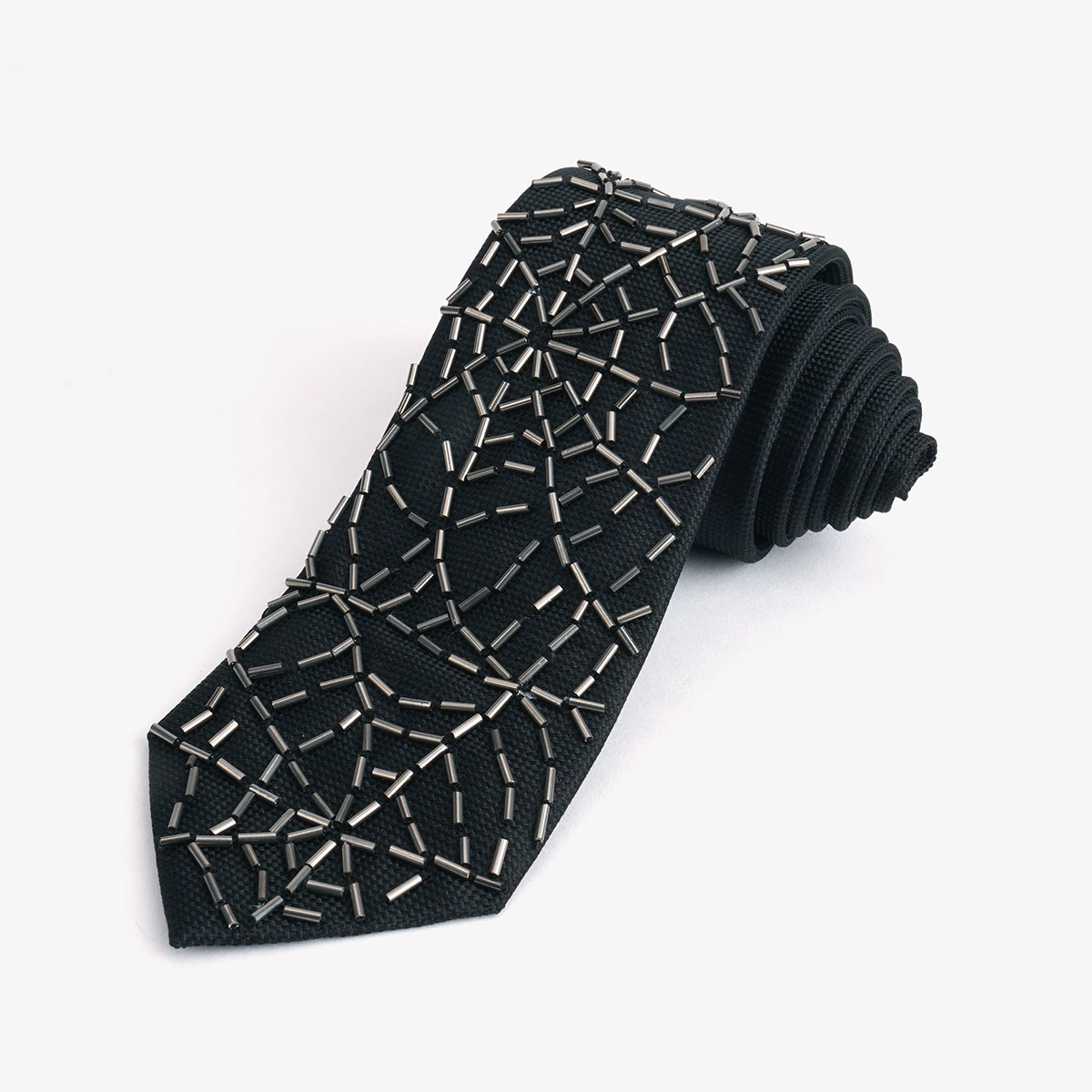 Artistic Silk Bead Embroidery Neck Tie for Formal Wear and Corporate Gifts