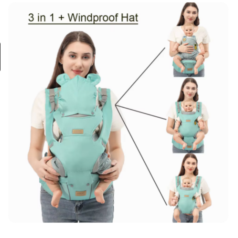 3 IN 1 ベビーヒップシートキャリアバックパックストラップ幼児用 0-36M 人間工学に基づいた防風帽子付き冬の発光ストリップ