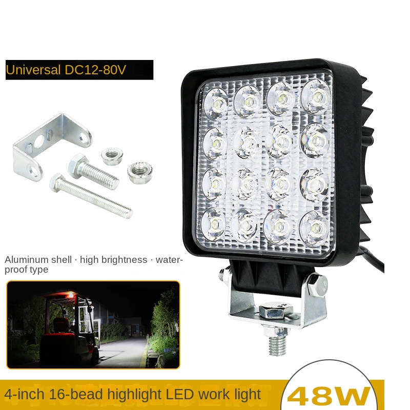 掘削機フォークリフトヘッドライト 12V 超高輝度アームランプ 24V 高輝度 LED キャブトップライトツールボックスランプフォグランプ 4 インチ 16 ビーズ