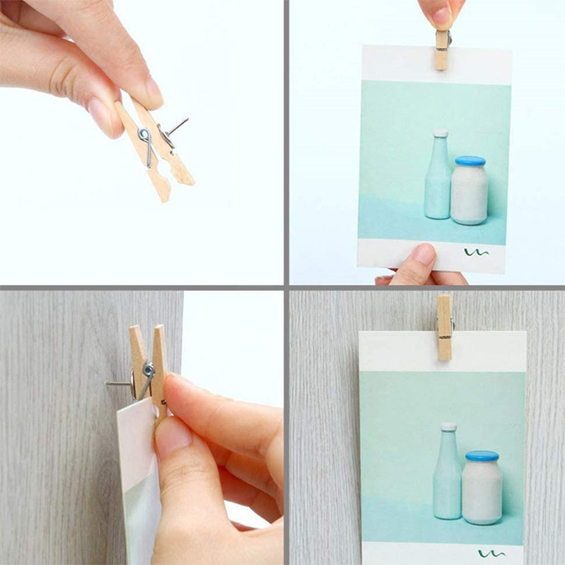 20個入り/箱 オフィス＆学校文具ピン 耐久性のある木製クリッププッシュピン 装飾バインダー画鋲 コルク黒板用