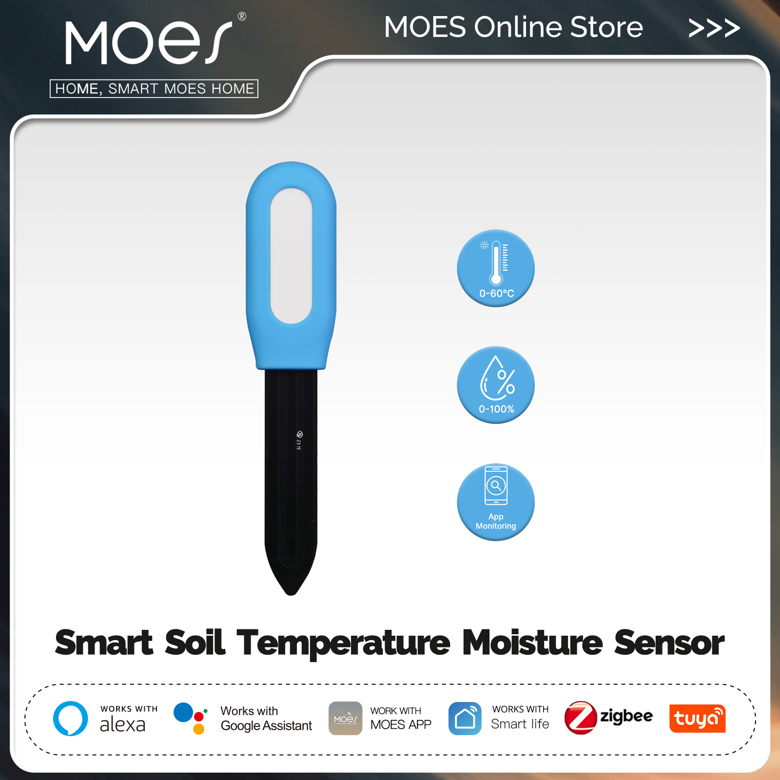 MOES スマート ZigBee 土壌温度計水分湿度センサー植物モニター検出器ガーデンオートメーション灌漑
