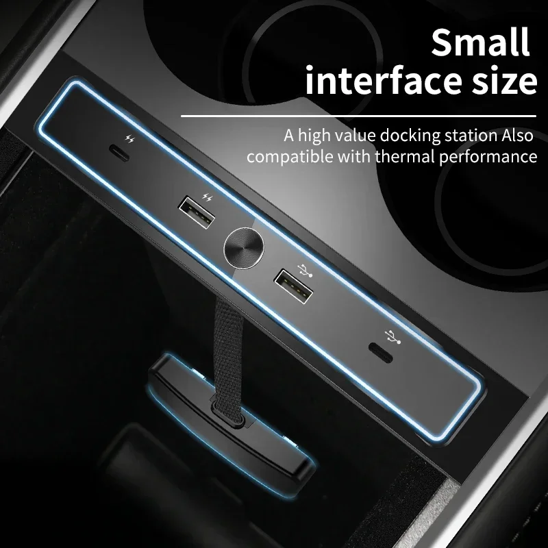 ドッキングステーションテスラモデル 3 Y 2 in 4 急速充電器 27 ワット延長コンバータ車インテリジェント USB ハブセンターコンソールアダプタ