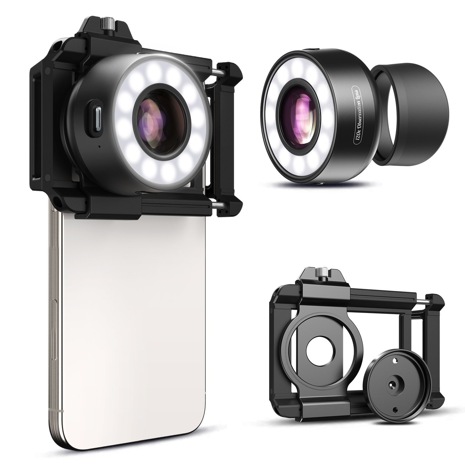 APEXEL 新しい 120X ポータブル顕微鏡ジュエリーレンズアイカップ/照明 LED ライト/ユニバーサルクリップ付き IPhone/Android スマートフォン用