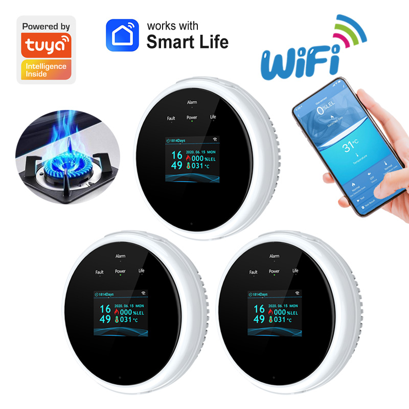 Tuya WiFi ガス検知器ホーム LPG 天然ガス漏れ警報 LED ディスプレイ漏れセンサースマートライフ APP 制御