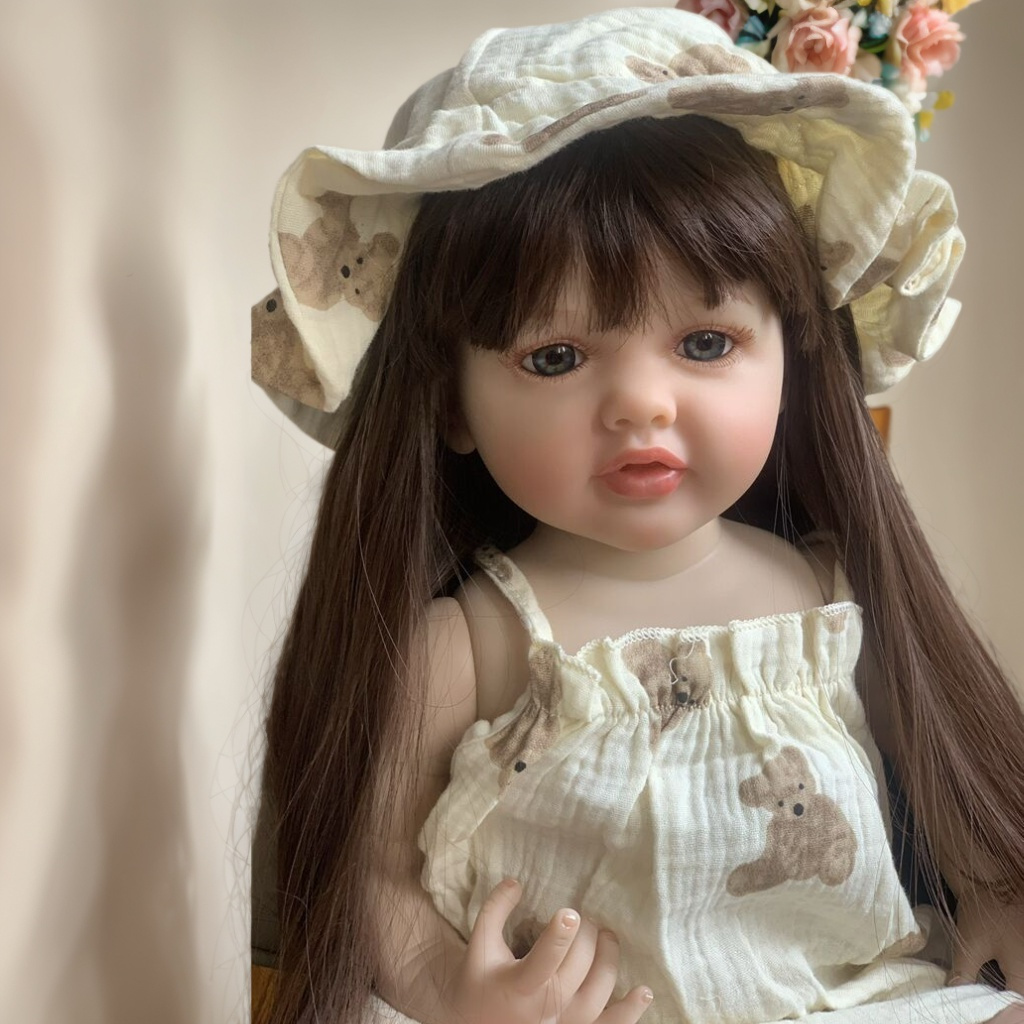 BZDOLL 55 センチメートル 22 インチフルビニールボディ人形リボーン赤ちゃんリアルな新生児プリンセスベベお風呂のおもちゃ子供のための素敵な誕生日プレゼント