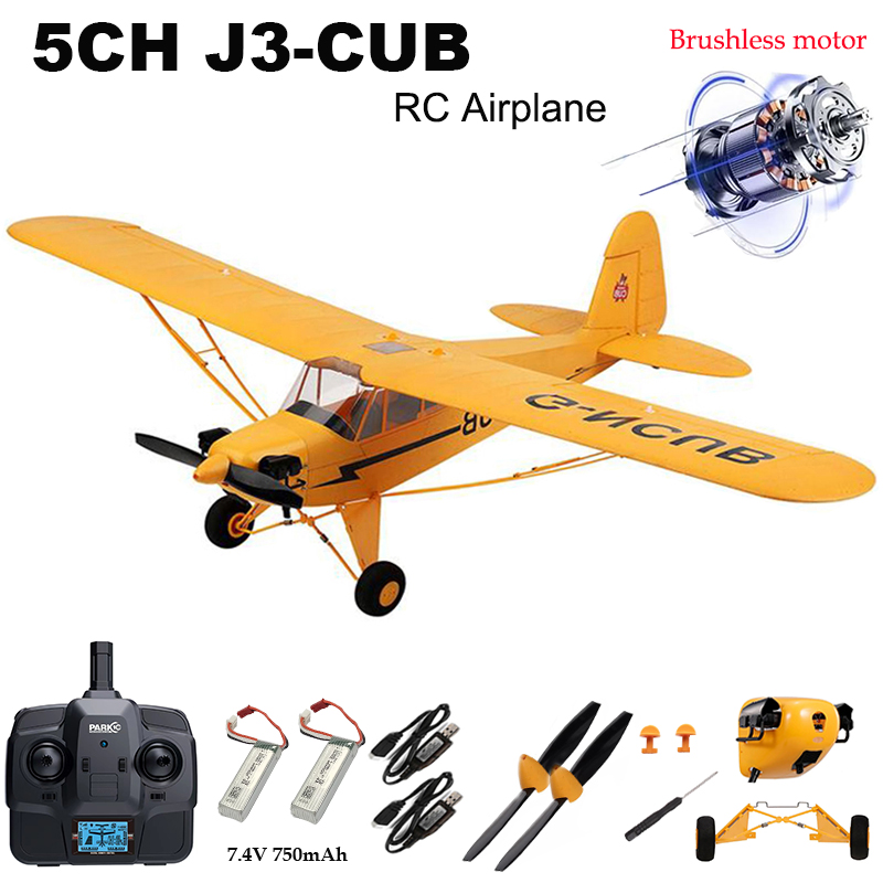 Parkten RC 飛行機 RTF 2.4 グラムブラシレスモーター 3D/6 グラムリモートコントロール飛行機 Wltoys A160 アップグレードされた J3-CUB 黄色と赤飛行準備完了