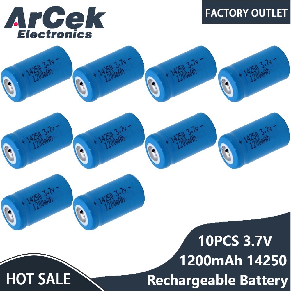 10 個 3.7V 1200mAh 14250 充電式リチウム電池フラットトップ LS14250 ER14250H 1/2-R6 1/2 単三 ER14250 リチウム電池